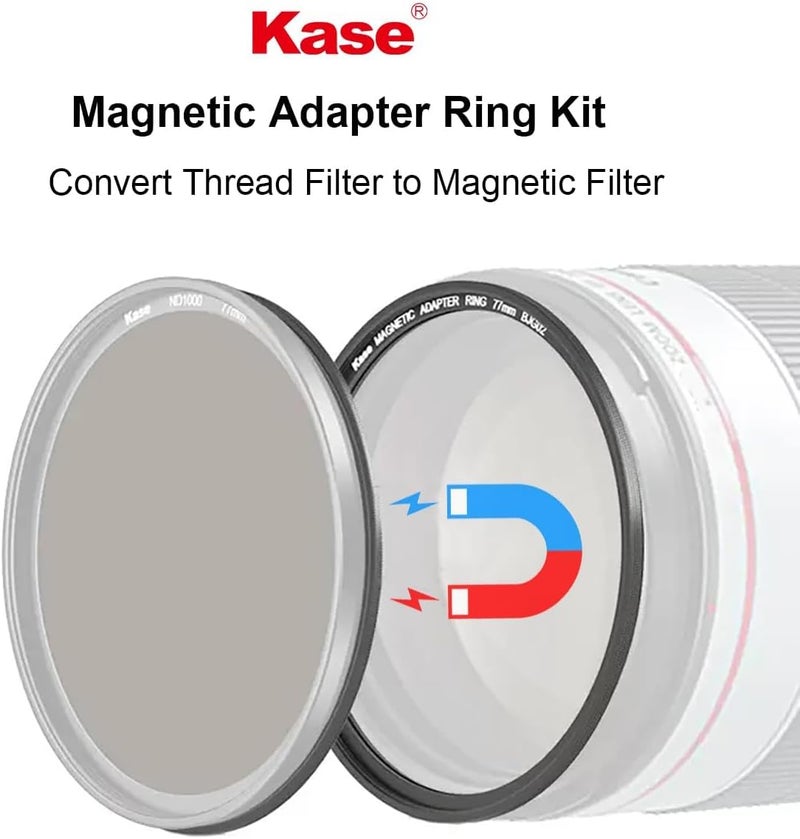 Kase 95mm Magnetic Lens and Filter Adapter Ring Kit - Convert 95mm Screw-in Thread Filter to Magnetic, Ultra-Thin & Aluminum Alloy - Image 2